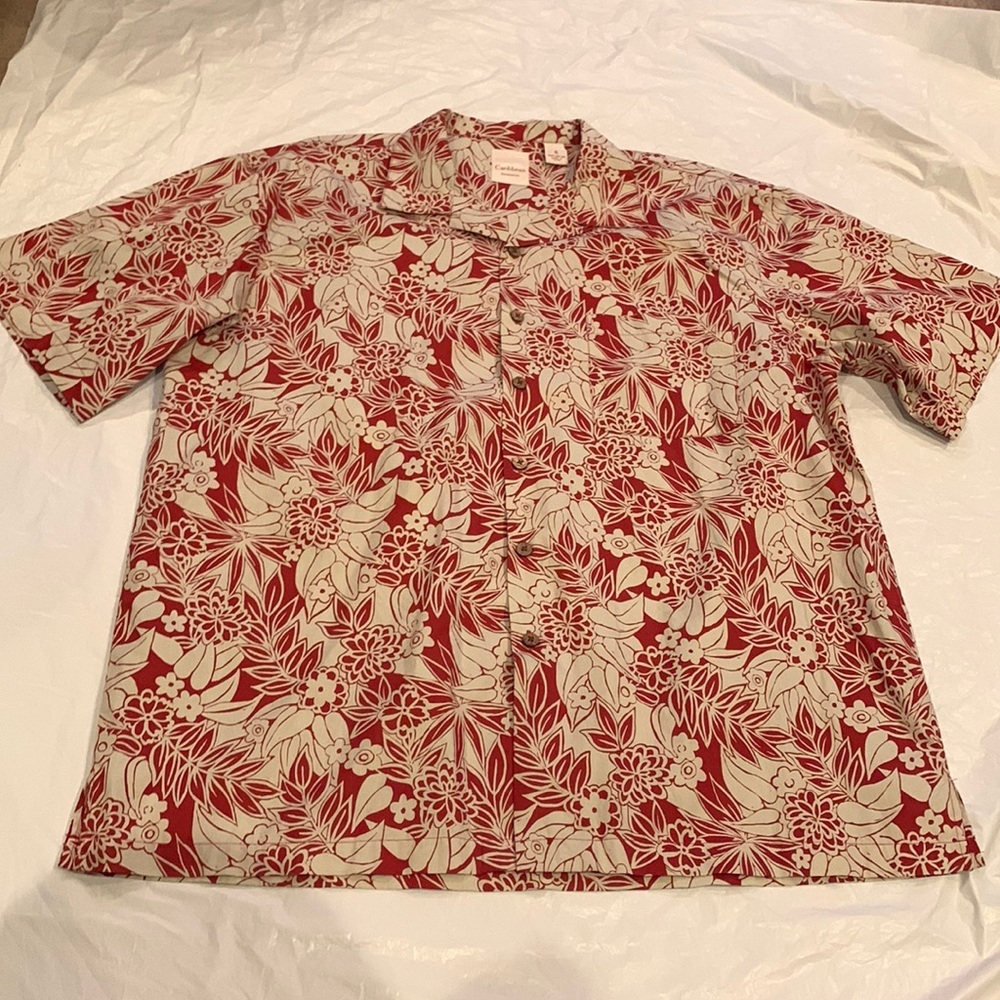 Caribbean Swimwear Men’s Short Sleeve Button Up Hawaiian Shirt Size XL